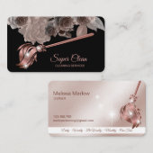 Maid Cleaning House Mousserend roos goud Floral Visitekaartje (Voorkant / Achterkant)