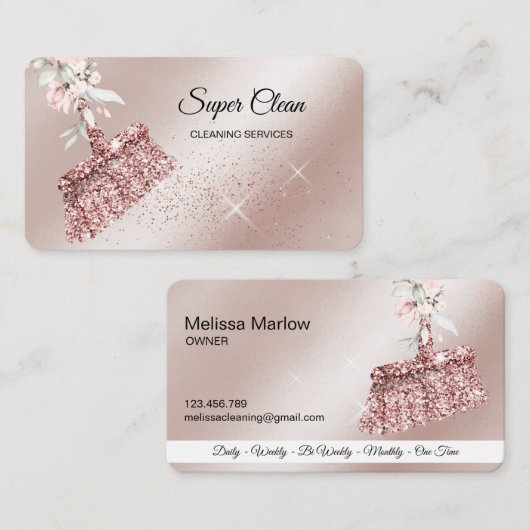 Maid Cleaning House Mousserend roos goud Floral Visitekaartje (Voorkant / Achterkant)