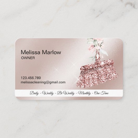 Maid Cleaning House Mousserend roos goud Floral Visitekaartje (Achterkant)