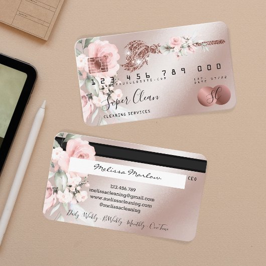 Maid Cleaning House Mousserende creditcard Visitekaartje