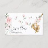 Maid Cleaning House Mousserende goudflorale Visitekaartje (Voorkant)