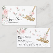 Maid Cleaning House Mousserende goudflorale Visitekaartje (Voorkant / Achterkant)