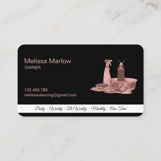 Maid Cleaning House Mousserende roos Gold Bus Visitekaartje (Achterkant)