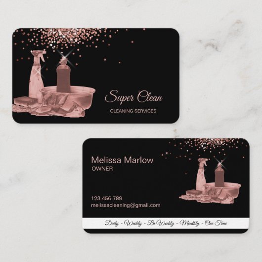 Maid Cleaning House Mousserende roos Gold Bus Visitekaartje (Voorkant / Achterkant)