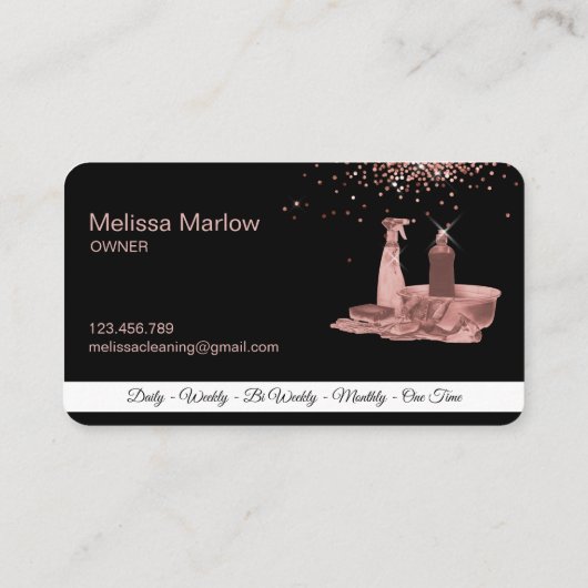 Maid Cleaning House Mousserende roos Gold Bus Visitekaartje (Achterkant)