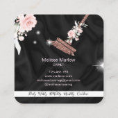 Maid Cleaning House Mousserende roos goudflorale Vierkante Visitekaartje (Achterkant)