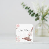 Maid Cleaning House Mousserende roos goudflorale Vierkante Visitekaartje (Staand voorkant)