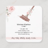 Maid Cleaning House Mousserende roos goudflorale Vierkante Visitekaartje (Achterkant)