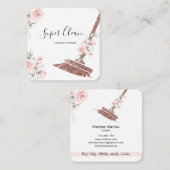 Maid Cleaning House Mousserende roos goudflorale Vierkante Visitekaartje (Voorkant / Achterkant)