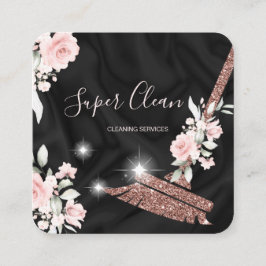 Maid Cleaning House Mousserende roos goudflorale Vierkante Visitekaartje