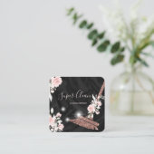 Maid Cleaning House Mousserende roos goudflorale Vierkante Visitekaartje (Staand voorkant)