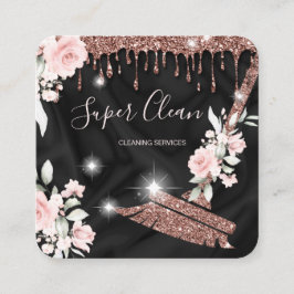 Maid Cleaning House Mousserende roos goudflorale Vierkante Visitekaartje