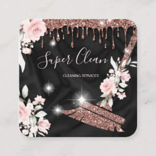 Maid Cleaning House Mousserende roos goudflorale Vierkante Visitekaartje