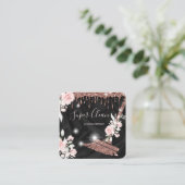 Maid Cleaning House Mousserende roos goudflorale Vierkante Visitekaartje (Staand voorkant)