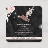 Maid Cleaning House Mousserende roos goudflorale Vierkante Visitekaartje (Achterkant)