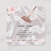 Maid Cleaning House Mousserende roos goudflorale Vierkante Visitekaartje (Achterkant)