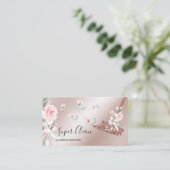 Maid Cleaning House Mousserende roos goudflorale Visitekaartje (Staand voorkant)