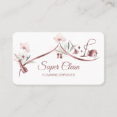 Maid Cleaning House Mousserende roos goudflorale Visitekaartje (Voorkant)