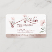 Maid Cleaning House Mousserende roos goudflorale Visitekaartje (Achterkant)