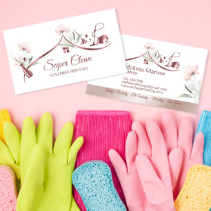 Maid Cleaning House Mousserende roos goudflorale Visitekaartje