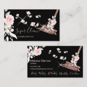 Maid Cleaning House Mousserende roos goudflorale Visitekaartje (Voorkant / Achterkant)