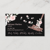 Maid Cleaning House Mousserende roos goudflorale Visitekaartje (Achterkant)