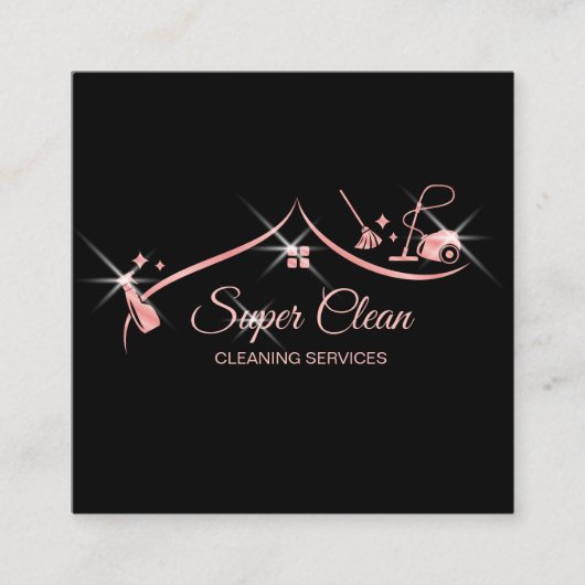 Maid Cleaning House Professional Cleaning Services Vierkante Visitekaartje (Voorkant)