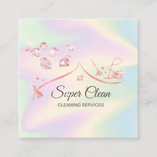 Maid Cleaning House Professional Cleaning Services Vierkante Visitekaartje (Voorkant)