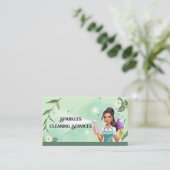 Maid Cleaning House Professional Cleaning Services Visitekaartje (Staand voorkant)