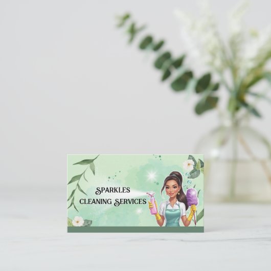 Maid Cleaning House Professional Cleaning Services Visitekaartje (Staand voorkant)