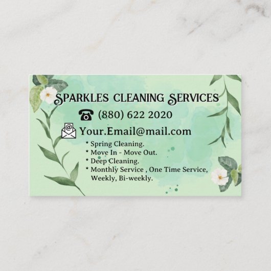 Maid Cleaning House Professional Cleaning Services Visitekaartje (Achterkant)