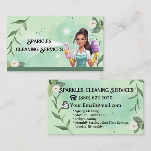 Maid Cleaning House Professional Cleaning Services Visitekaartje (Voorkant / Achterkant)