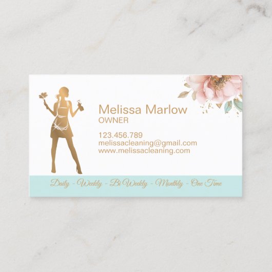 Maid Cleaning House Professional Cleaning Services Visitekaartje (Achterkant)