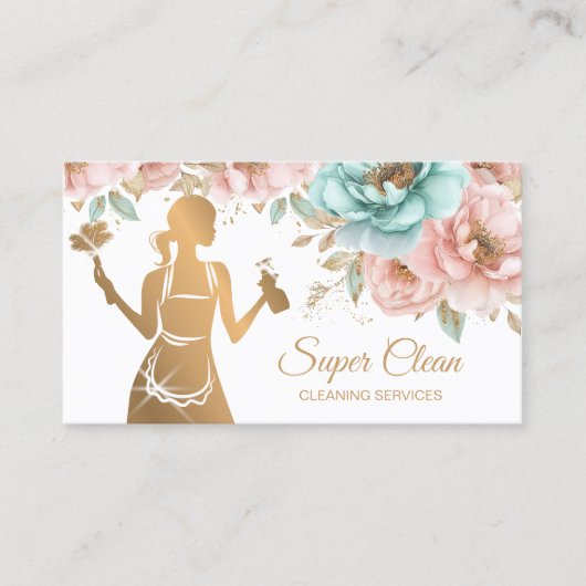 Maid Cleaning House Professional Cleaning Services Visitekaartje (Voorkant)