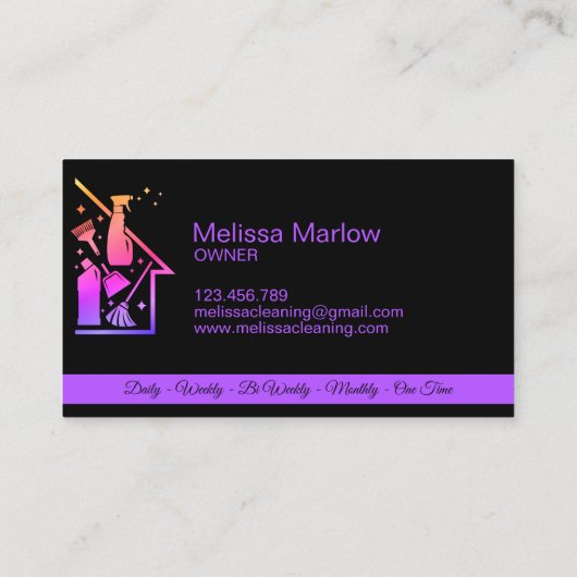 Maid Cleaning House Professional Cleaning Services Visitekaartje (Achterkant)