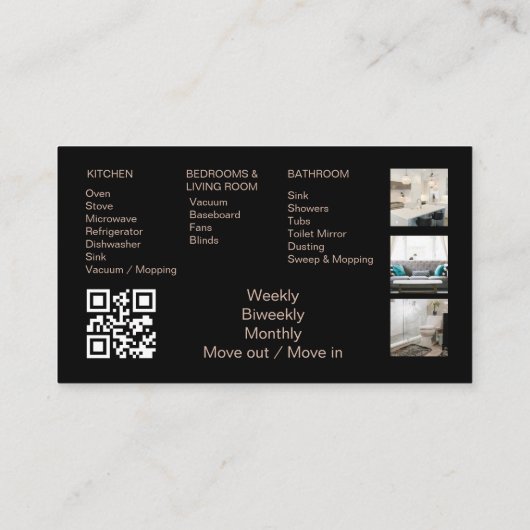 Maid Cleaning House QR Code Sparkling Visitekaartje (Achterkant)