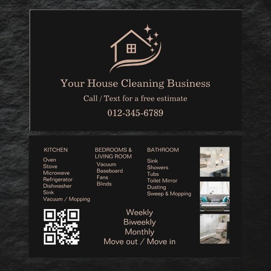 Maid Cleaning House QR Code Sparkling Visitekaartje