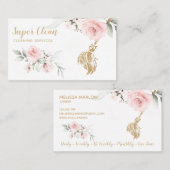 Maid Cleaning House Sparging Gold Floral Business Visitekaartje (Voorkant / Achterkant)