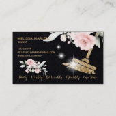 Maid Cleaning House Sparging Gold Floral Business Visitekaartje (Achterkant)