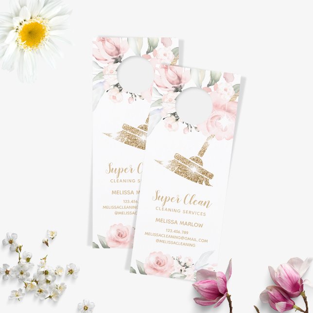 Maid Cleaning House Sparging Gold Floral Deurhanger (Creator heeft geüpload)