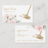 Maid Cleaning House Sparging Gold Floral Visitekaartje (Voorkant / Achterkant)