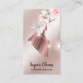 Maid Cleaning House Sparging Gold Floral Visitekaartje (Voorkant)