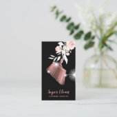 Maid Cleaning House Sparging Gold Floral Visitekaartje (Staand voorkant)