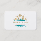 Maid Cleaning House Sparging Gold Visitekaartje (Voorkant)