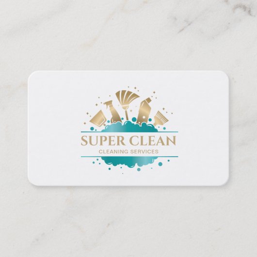 Maid Cleaning House Sparging Gold Visitekaartje (Voorkant)