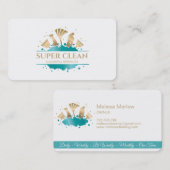 Maid Cleaning House Sparging Gold Visitekaartje (Voorkant / Achterkant)