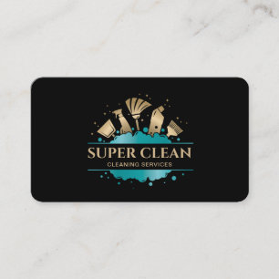Maid Cleaning House Sparging Gold Visitekaartje