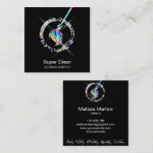 Maid Cleaning House Sparging Holografen Broom Squa Vierkante Visitekaartje (Voorkant / Achterkant)