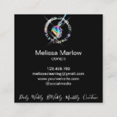 Maid Cleaning House Sparging Holografen Broom Vierkante Visitekaartje (Achterkant)