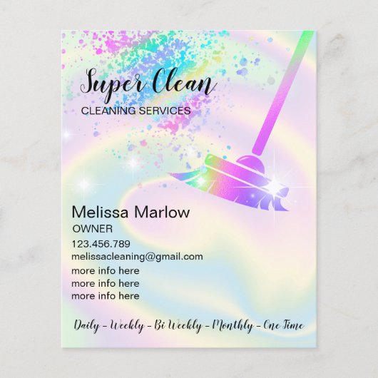 Maid Cleaning House Sparging Holografen Business C Flyer (Voorkant)